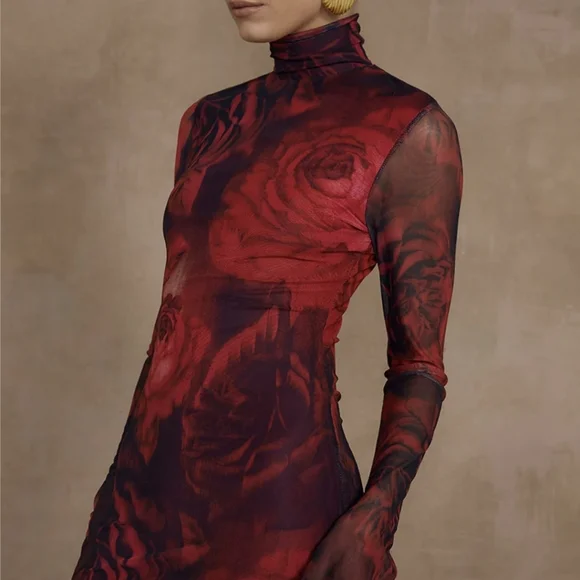 Runaway The Label Jordi Mini Dress in Giovana Red Rose Print - Size XL (10) - Picture 3 of 12